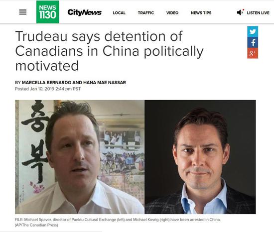 加总理受访:中国拘留加拿大人完全出于政治动