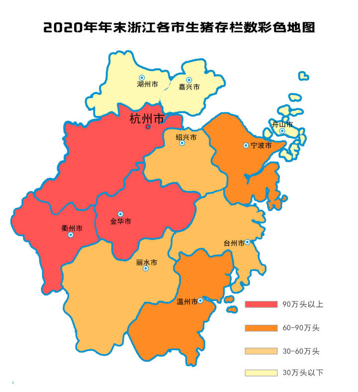 那么,浙江600多万头生猪,在全省各市,各县的分布情况如何呢?