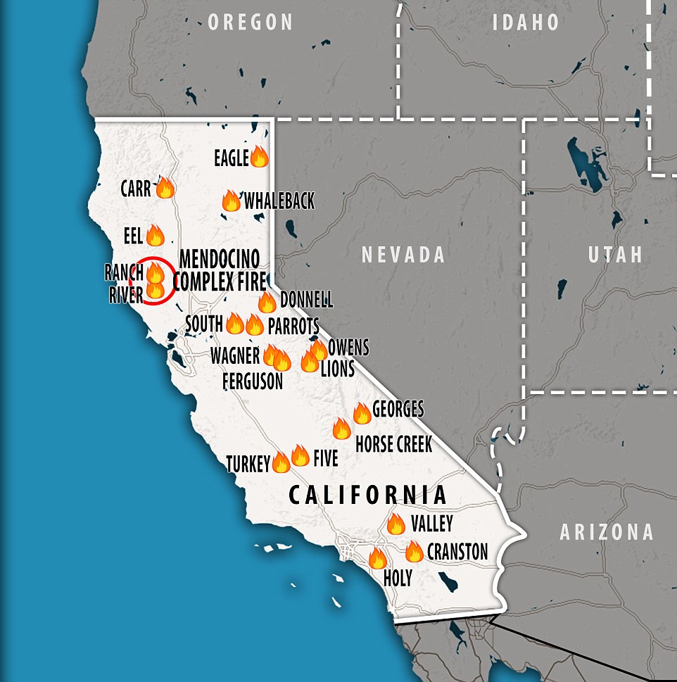 加州山火肆虐太空可见 14000名消防员灭火(图)