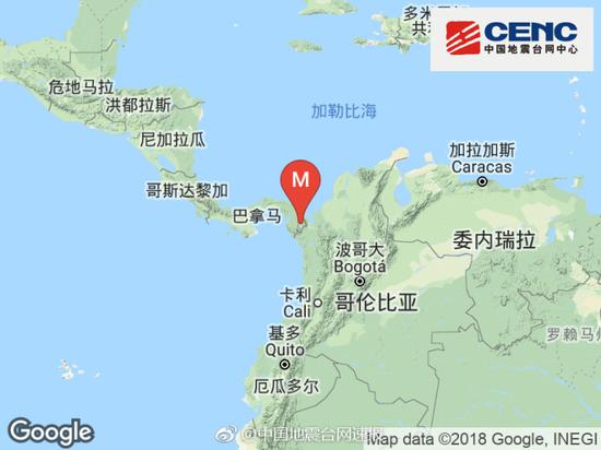 巴拿马发生53级地震震源深度20千米