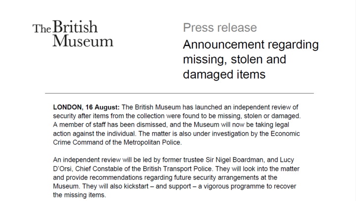 “现代史上最严重的盗窃事件” ！大英博物馆藏品流失引风波