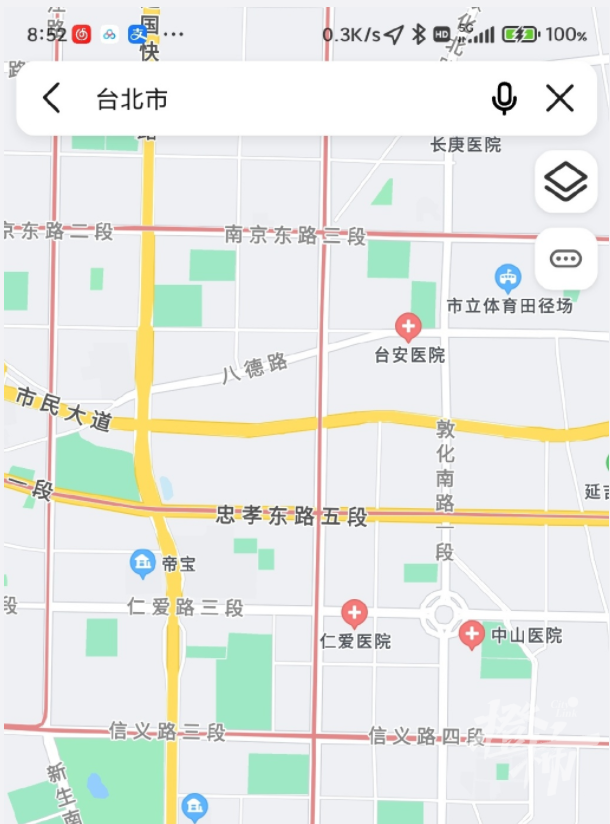 地图可显示台湾省每个街道了 