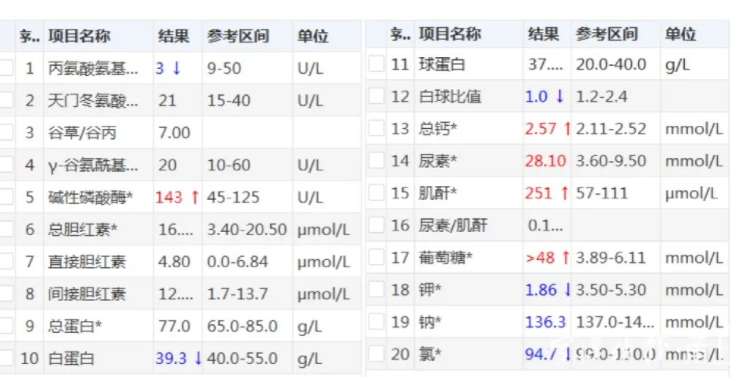 急诊生化结果也出来了