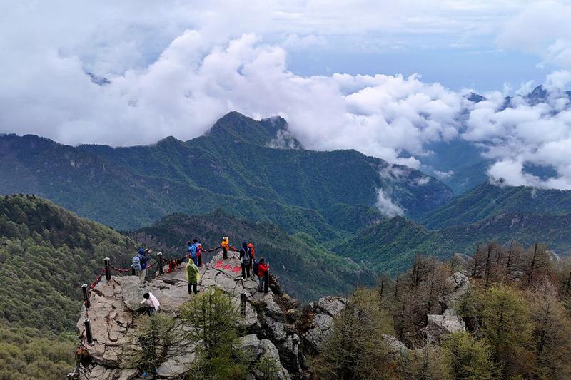 游客在位于陕西宝鸡的秦岭太白山景区游览(2025年5月27日摄)。新华社记者 邹竞一 摄