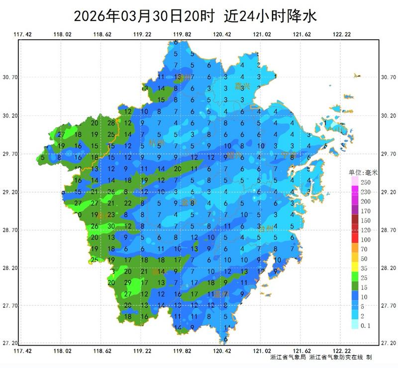 降水统计。图源:浙江天气
